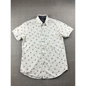 Broken Threads Button-Down Shirt Men L White All-Over Print Bicycle Outdoorsy